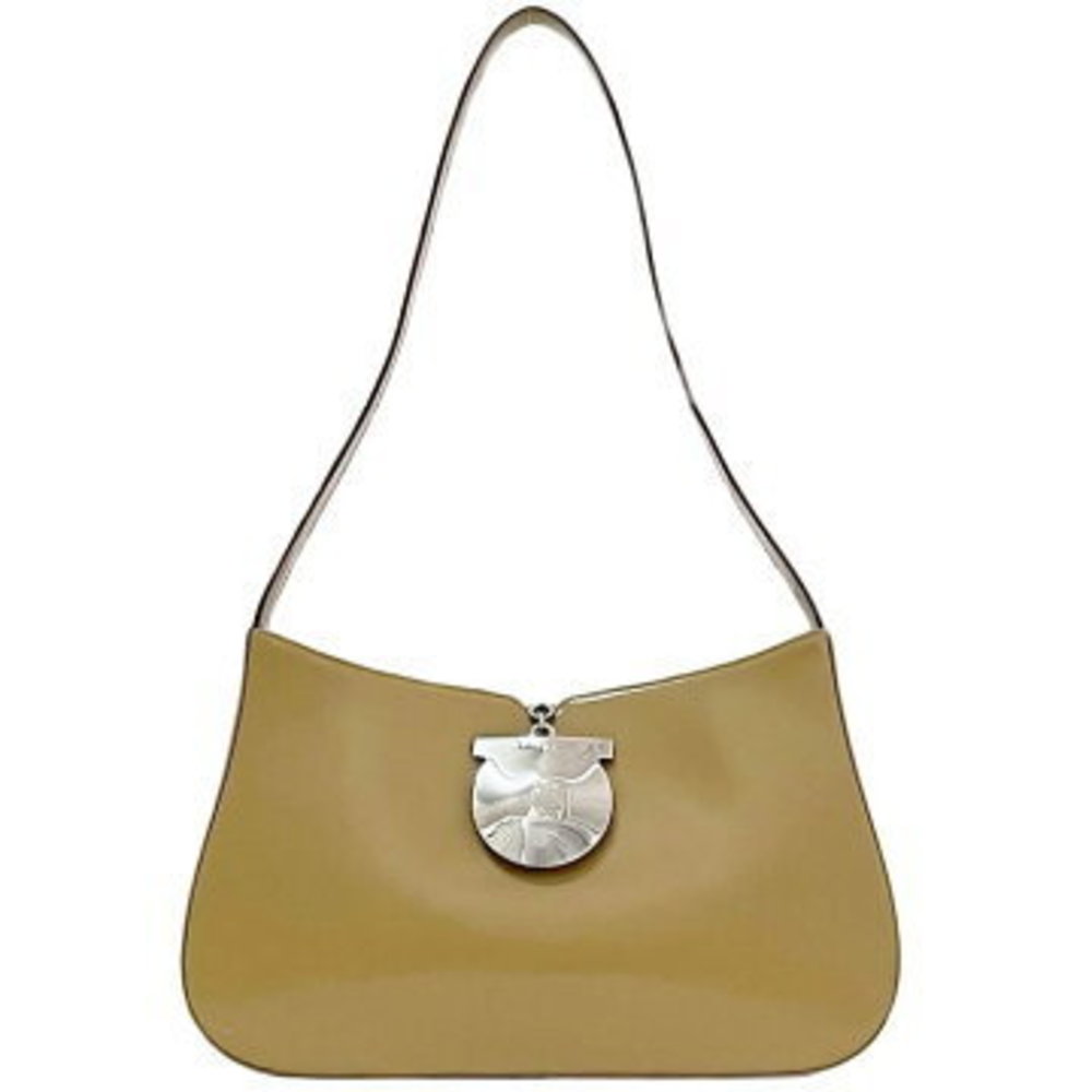 Salvatore Ferragamo Shoulder Bag Beige Calfskin Leather DD Shoulder Bag